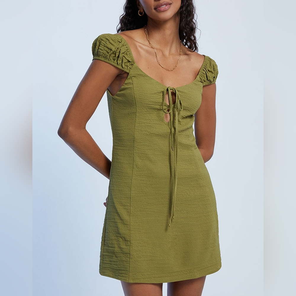 🌻Keyhole Tie Front Side Slit Midi Dress NEW